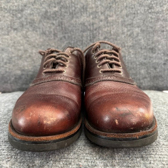 LL Bean Mens Brown Leather Saddle Shoes Brogue Oxfords Vibram Sole 8.5 main image 6
